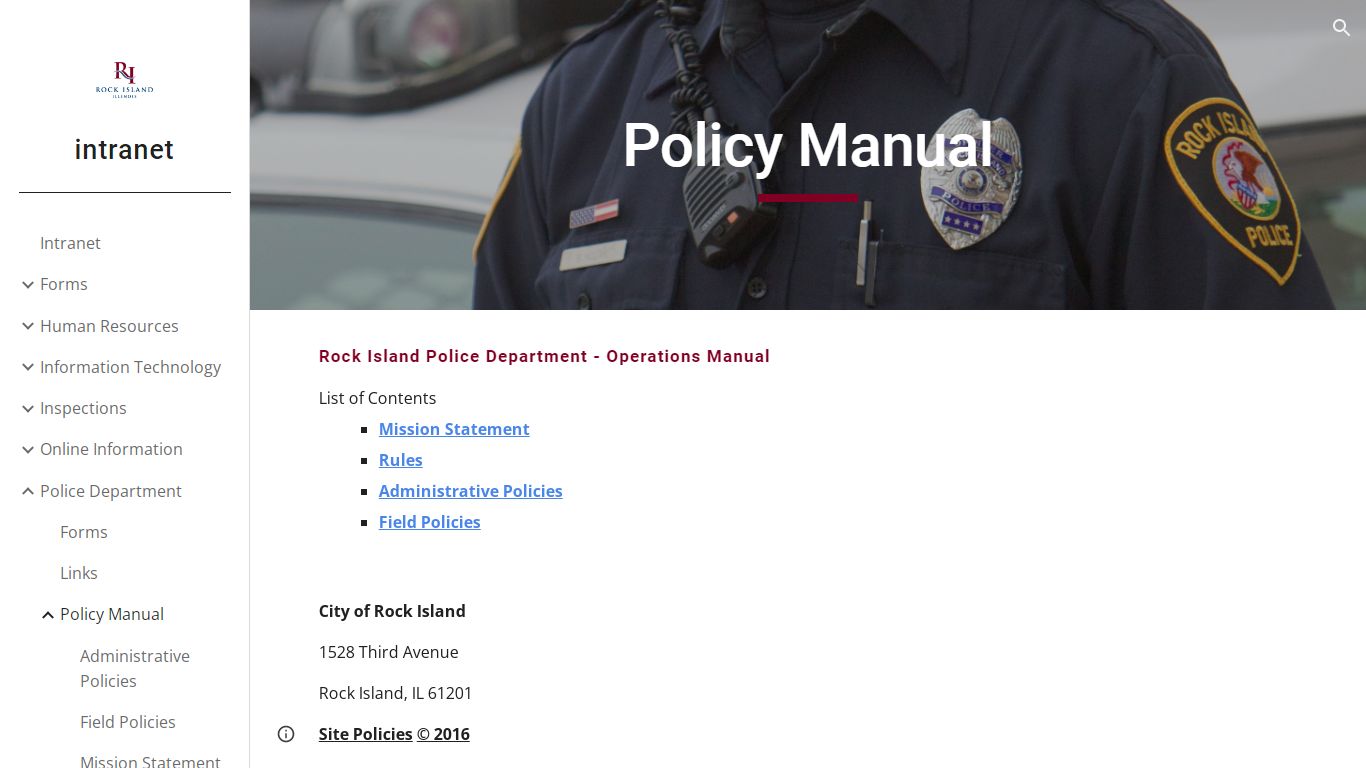 intranet - Policy Manual - Rock Island, Illinois